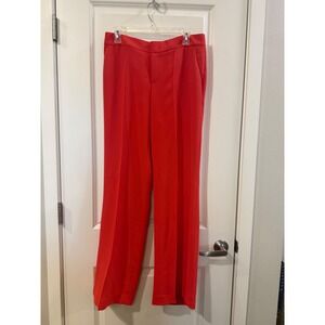 Karl Lagerfeld Paris Women Coral Red Wide Leg Trousers Dress Pants Size 6